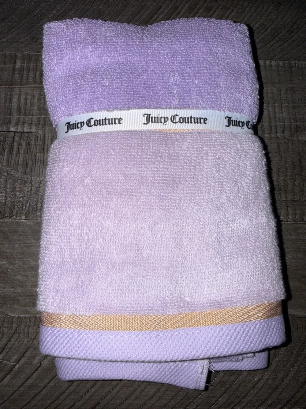 Juicy Couture Lavender Hand Towels with Gold Accent - New